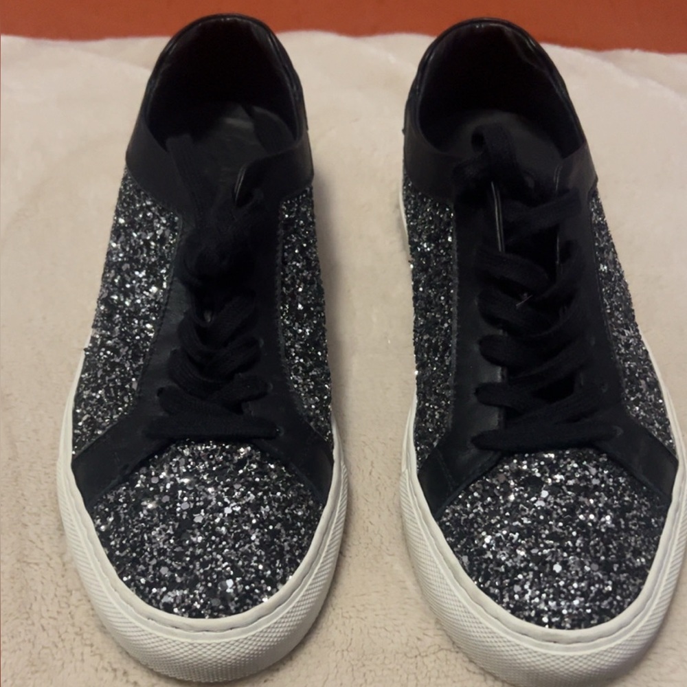 Sparkling Black and Silver Women's Sneakers